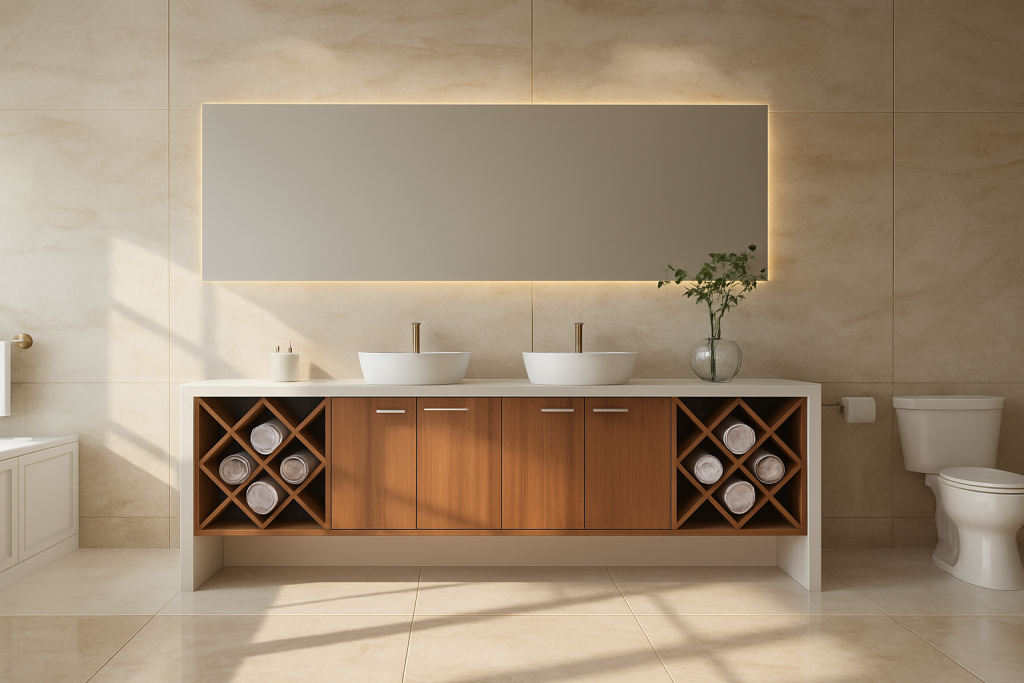 Inmeten badkamerblad